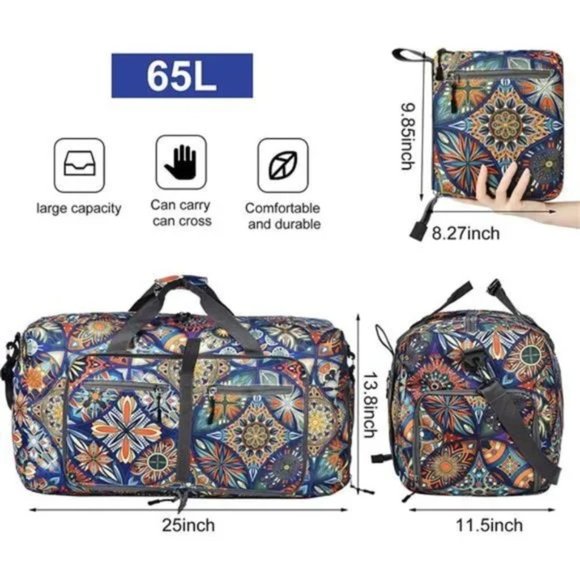 NEW TRAVEL bag water resistant duffle bag Z bohemian flower Duffel Bag - Picture 2 of 6